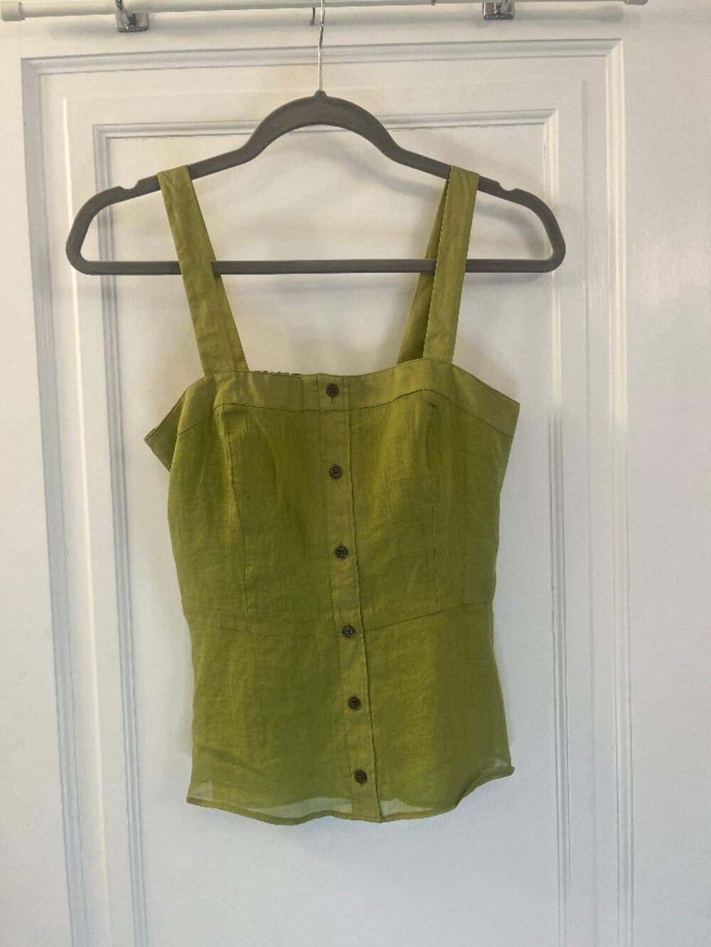 Banana Republic Smocked Sleeveless Top Light Green Cotton XS
